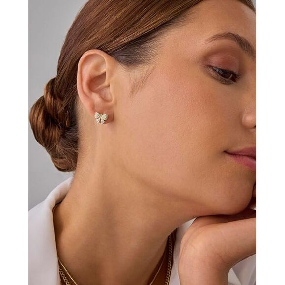 PAVOI 14K Gold Plated Dainty Flat Back Earring For Women Silver Piercing Jewelry - Picture 4 of 4